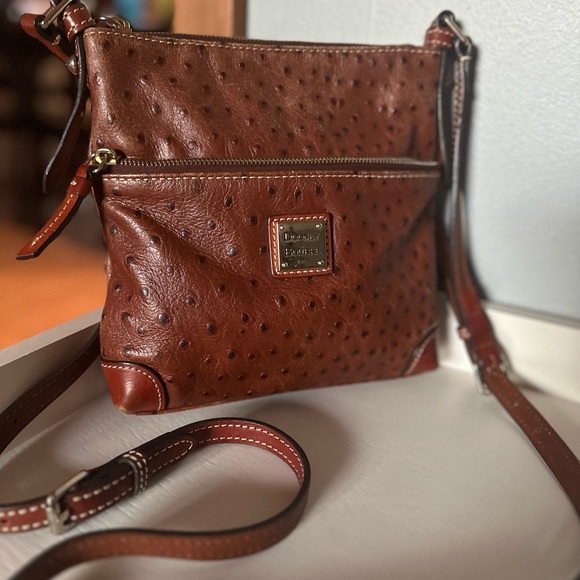 Dooney & Bourke Ostrich Crossbody Brown Leather - Picture 5 of 11